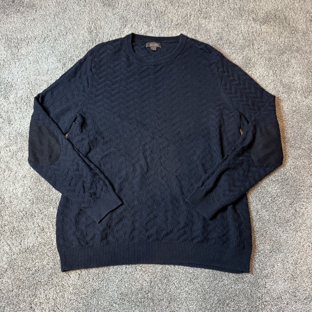 TASSO ELBA Mens Crew Neck Pullover‎ Sweater L Elbow patch